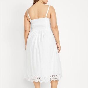 White Eyelet Midi Dress with Adjustable Straps